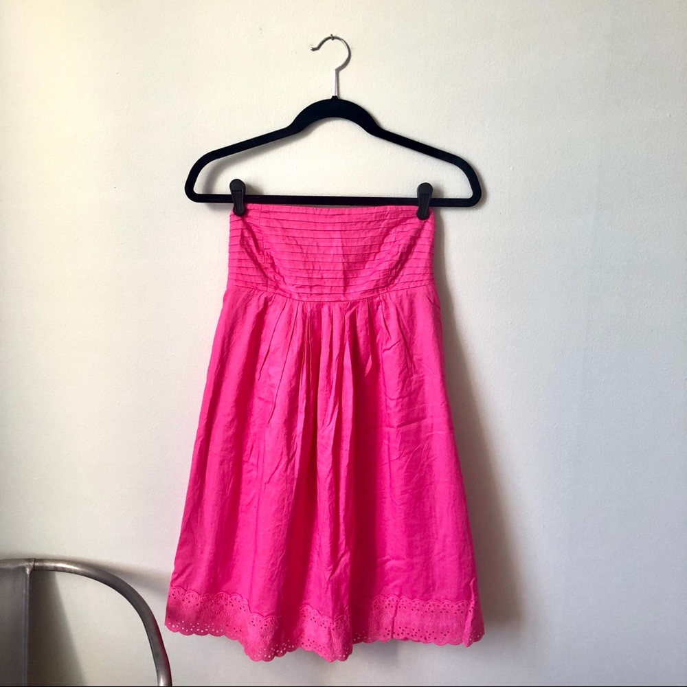 🌺 J. CREW Hot Pink Strapless Eyelet Dress 🌺